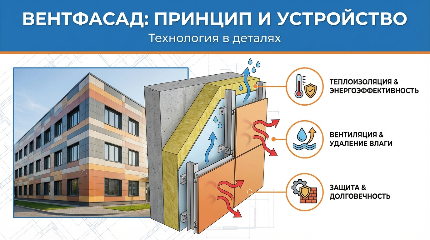 Что такое вентфасад (навесной вентилируемый фасад) и как он устроен?