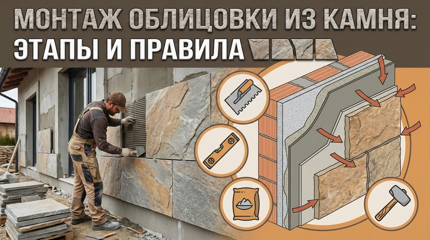 Ключевые этапы и правила монтажа облицовки из натурального камня