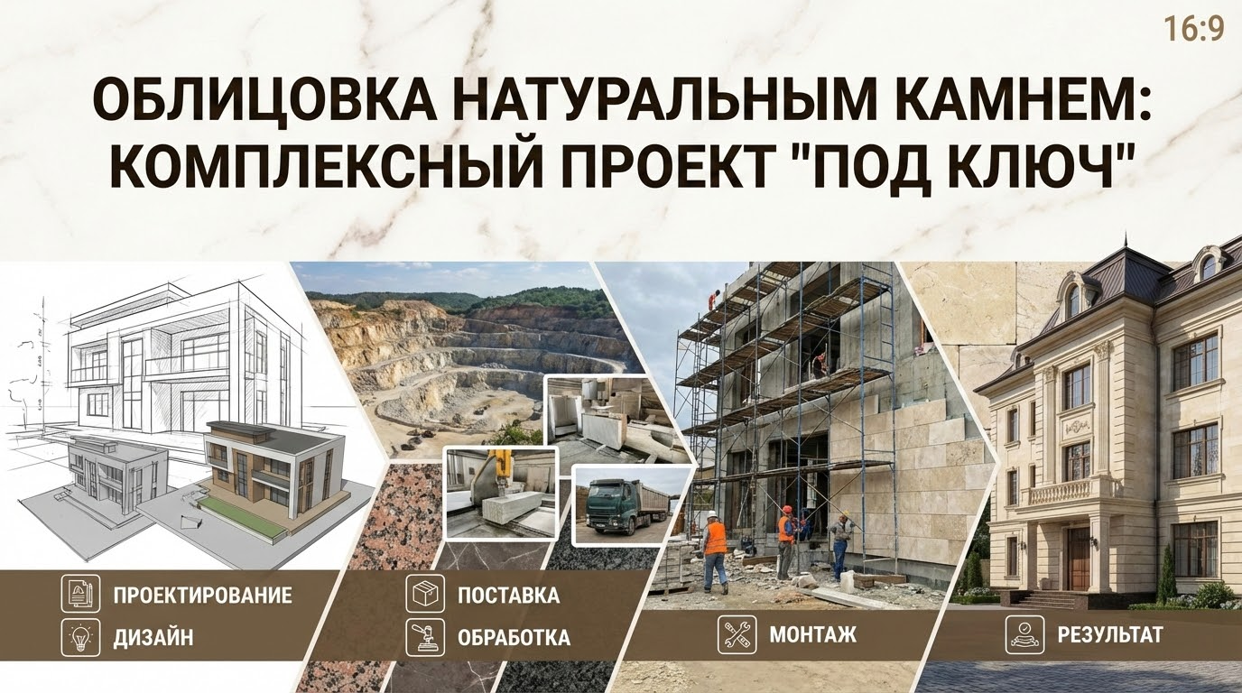 Что входит в комплексный проект по облицовке здания натуральным камнем "под ключ"