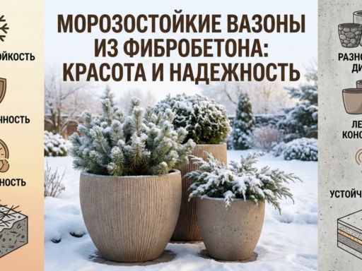 Морозостойкие уличные вазоны и кашпо из фибробетона: особенности и преимущества