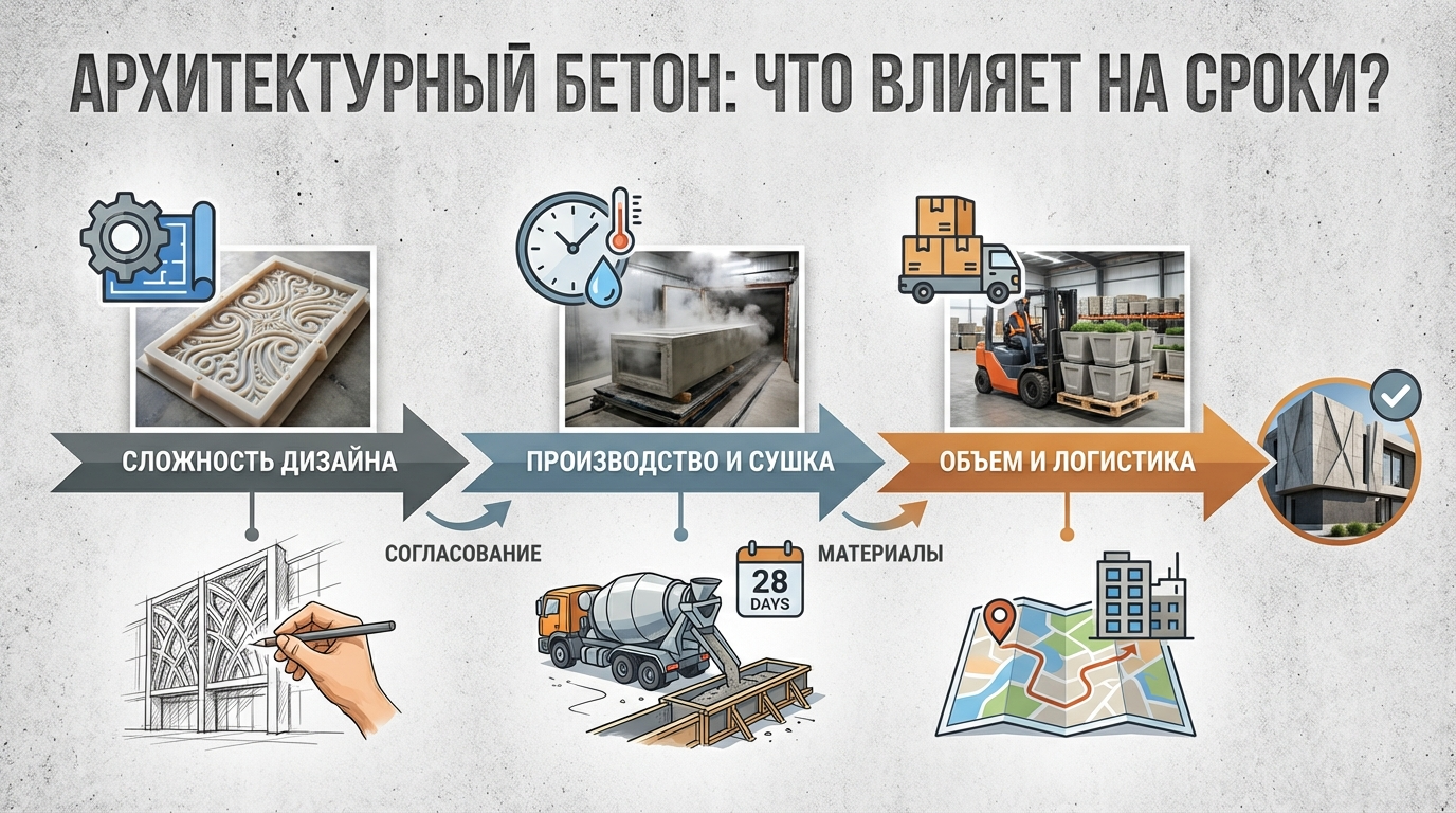 От чего зависят сроки изготовления изделий из архитектурного бетона на заказ?