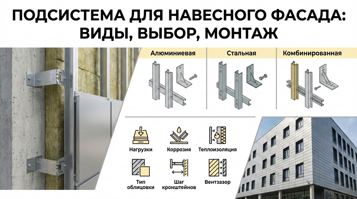 Подсистема для навесного фасада: виды, критерии выбора и правила монтажа