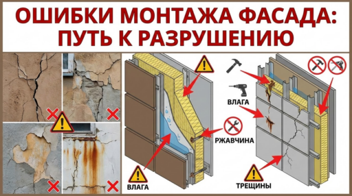 Распространенные ошибки при монтаже фасада, которые ведут к его разрушению