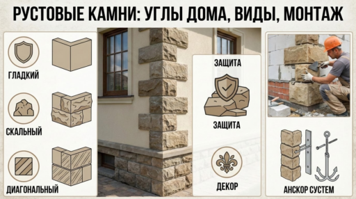 Рустовые камни (руст) для отделки углов дома: виды, функции и особенности монтажа