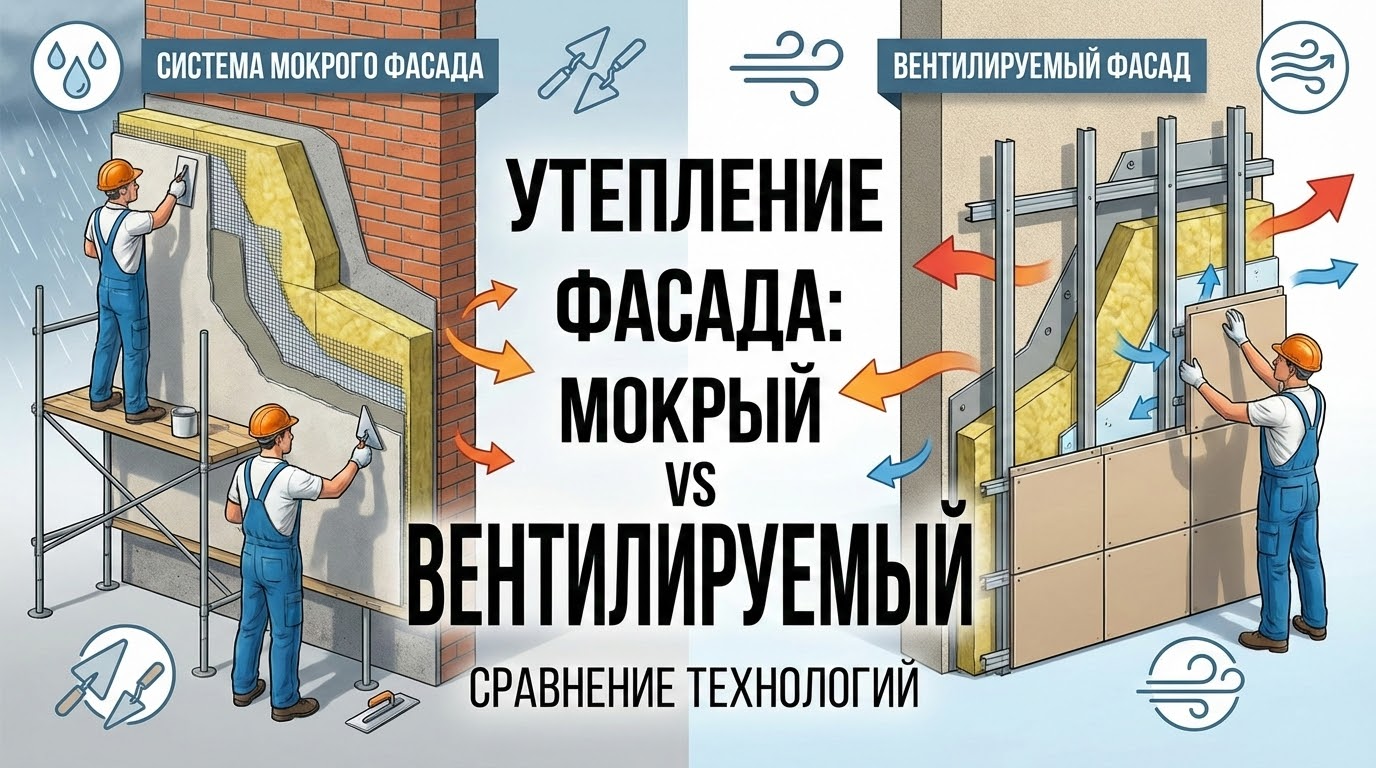 Сравнение технологий утепления под мокрый и вентилируемый фасад