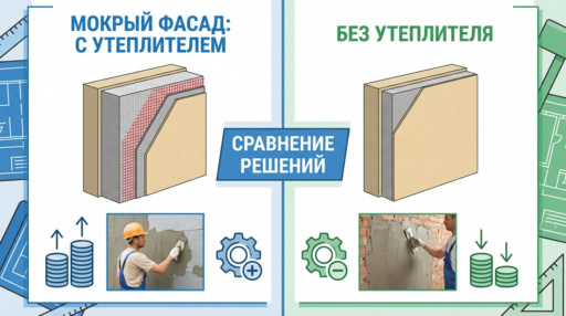 Сравнение стоимости и технологий монтажа мокрого фасада с утеплителем и без