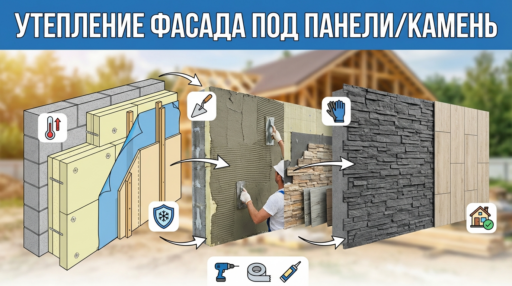 Как правильно утеплить фасад частного дома снаружи под отделку панелями или камнем