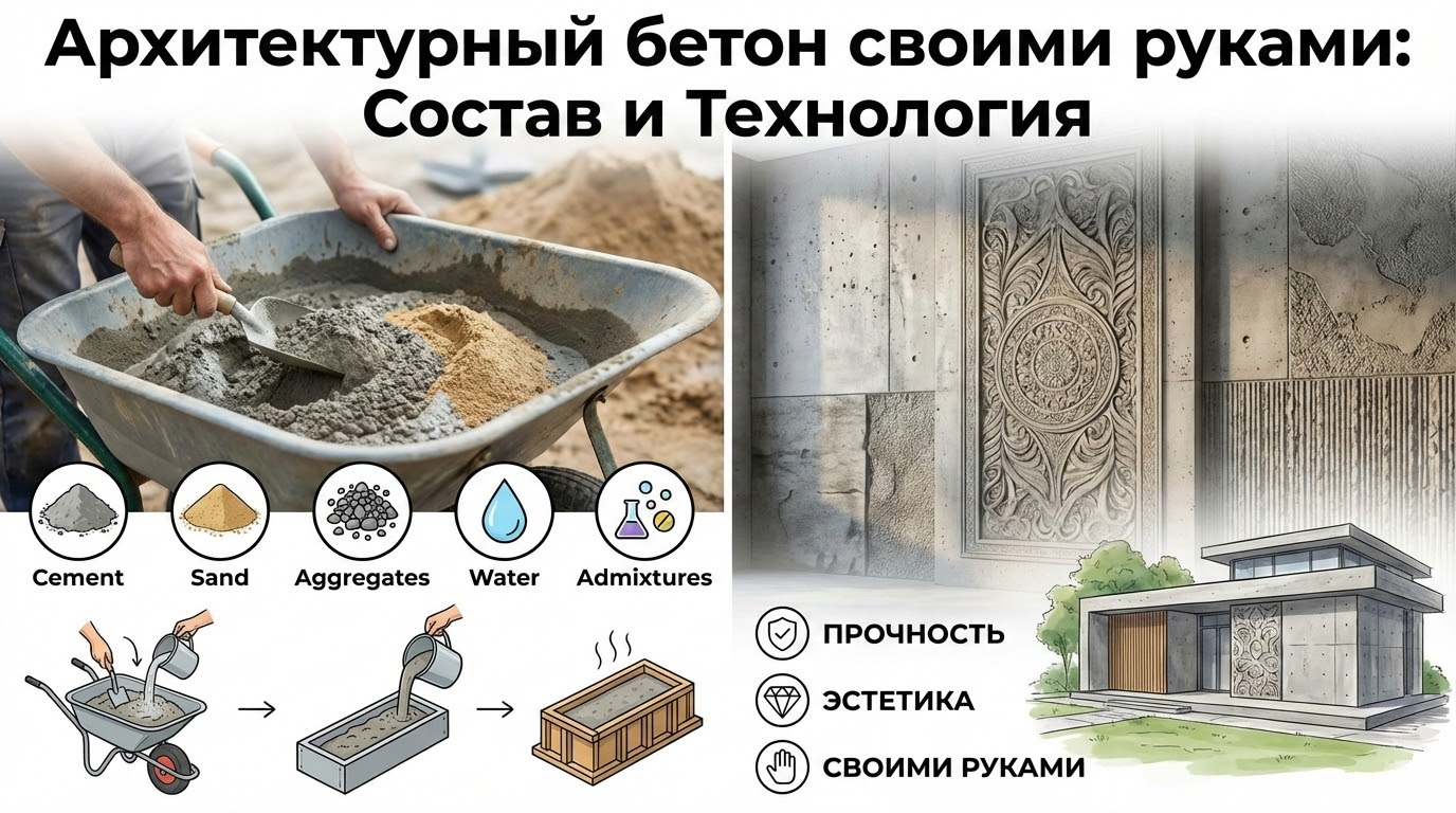 Возможно ли изготовить архитектурный бетон своими руками: анализ состава и технологии