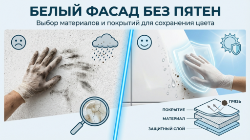Белый фасад, который не пачкается: выбор материалов и покрытий для сохранения цвета
