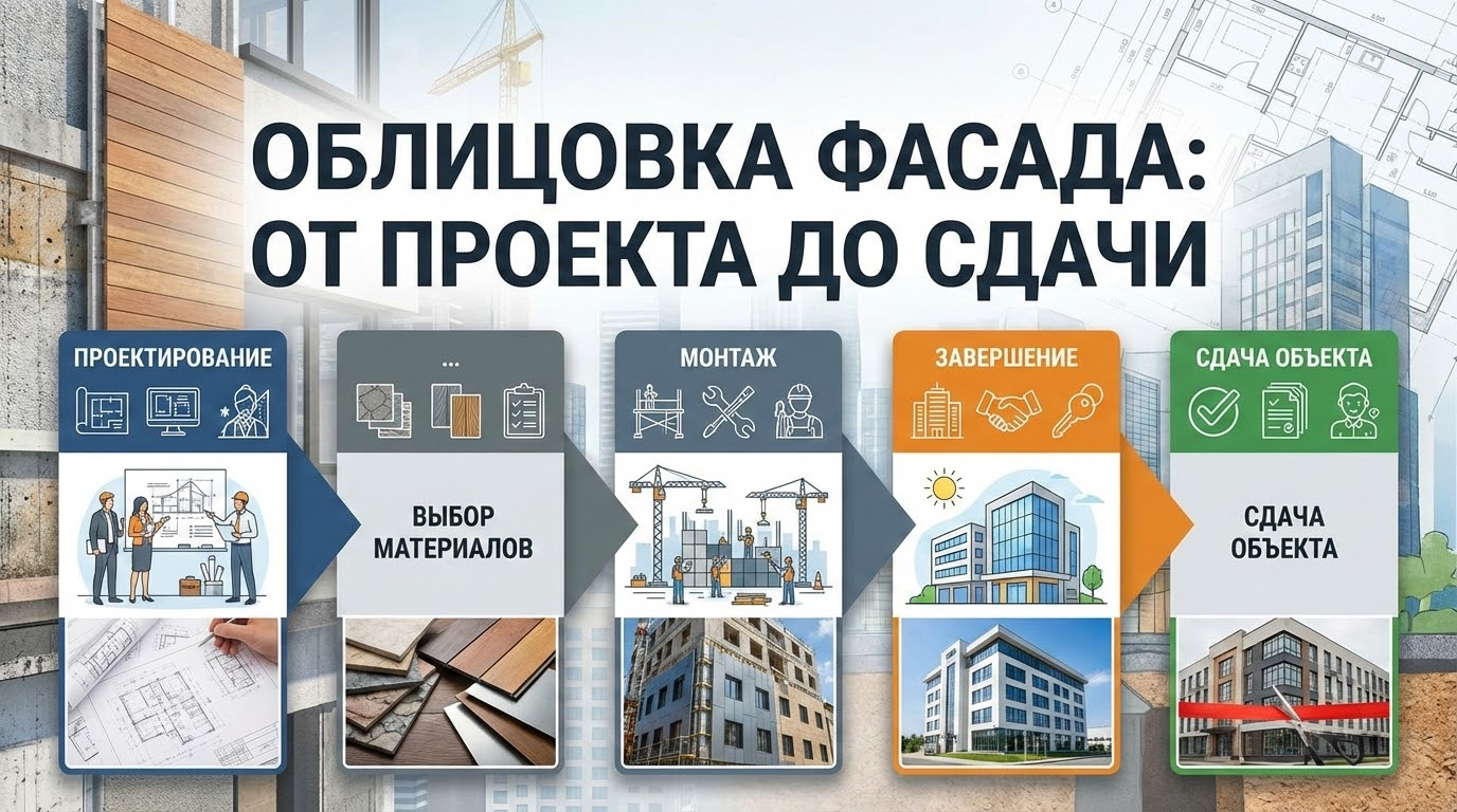 Этапы комплексного проекта по облицовке фасада: от проектирования до сдачи объекта