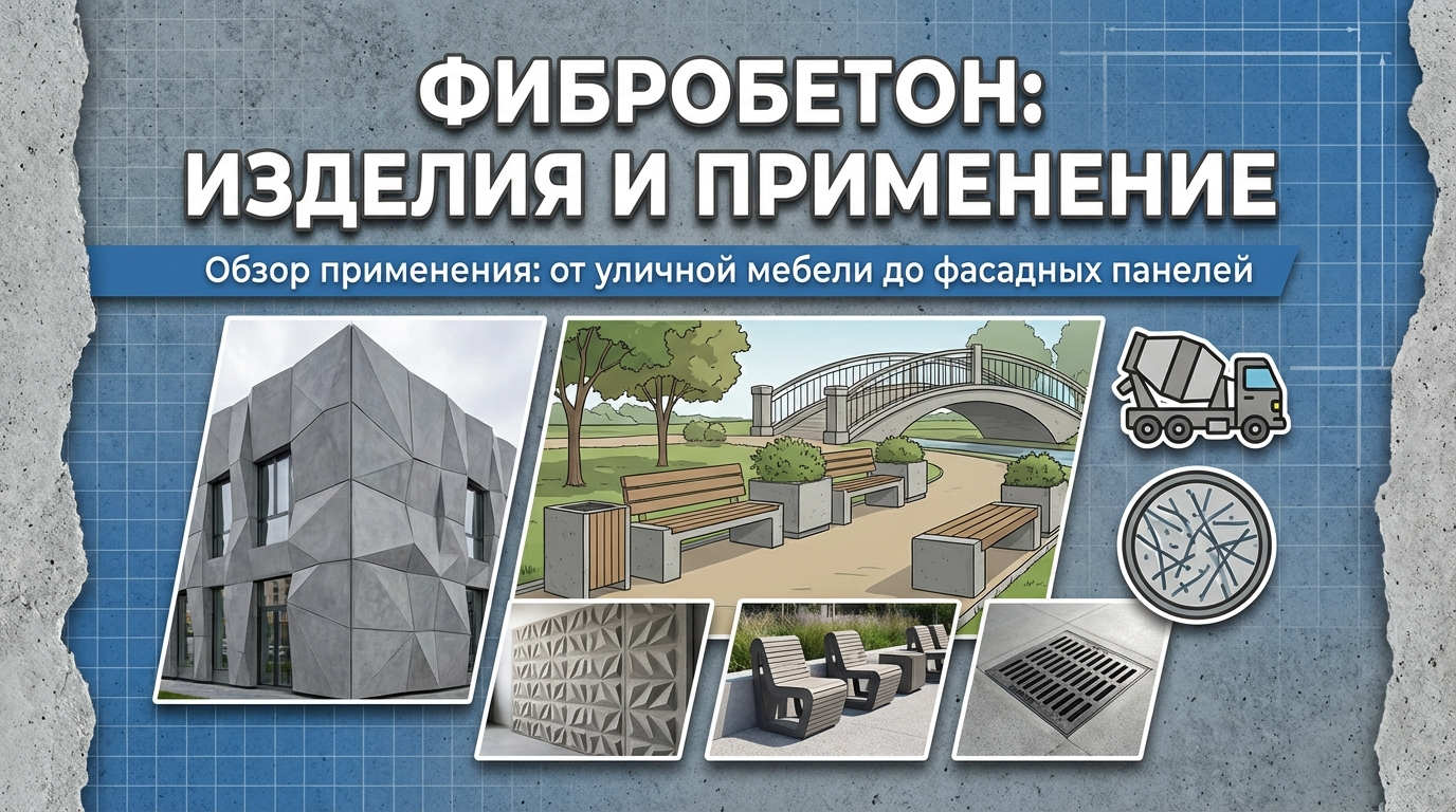 Изделия из фибробетона: обзор применения от уличной мебели до фасадных панелей