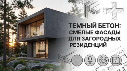 Темный бетон в отделке фасада: смелые решения для загородных резиденций