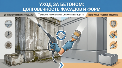 Уход за фасадом из архитектурного бетона и МАФами для продления срока их службы